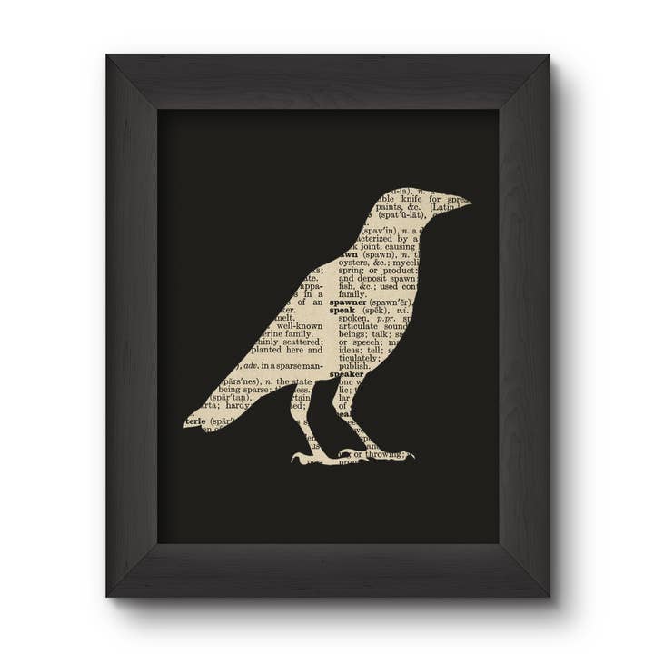 Silhouette Corvo per la vendita all'ingrosso da parte di Cecelia Rose Book Page Art