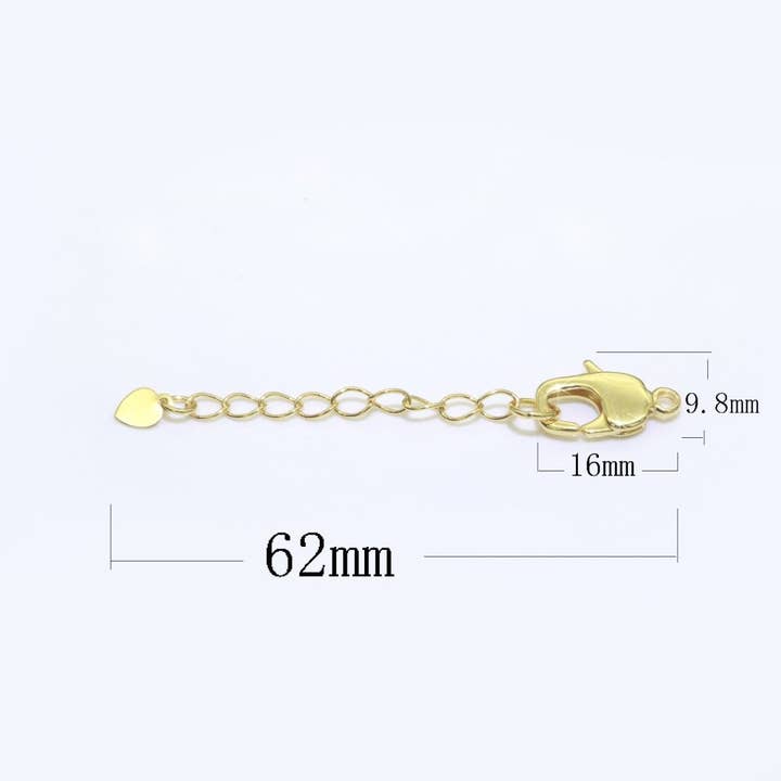 Aim Eternal - Vente Collier maille et chaîne - Rallonge de chaîne plaquée or de 2,5 pouces pour collier, bracelet, composant de fourniture, accessoires, rallonges avec breloque cœur + fermoir mousqueton L-504 L-5055