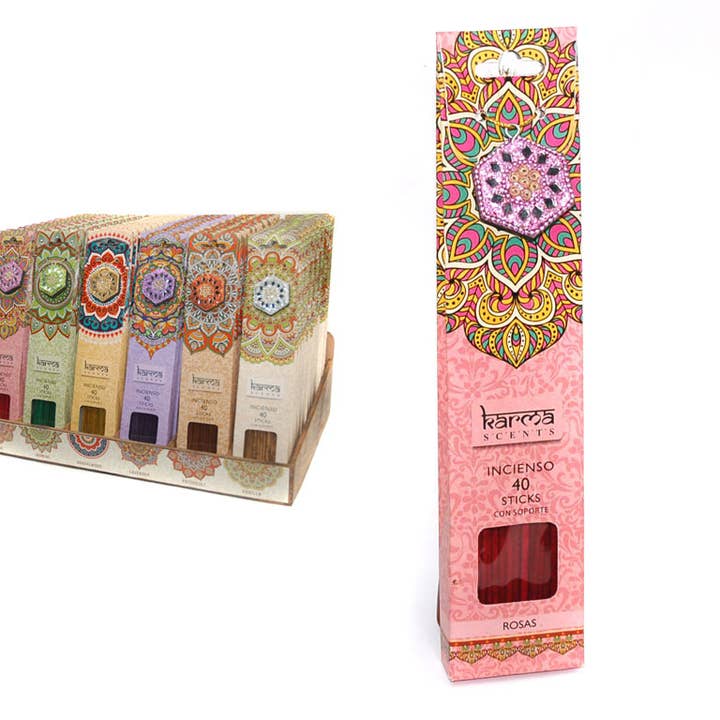 Røgelse 40 pinde med roseholder for engroshandel hos Aktual / Dekora Import S.A