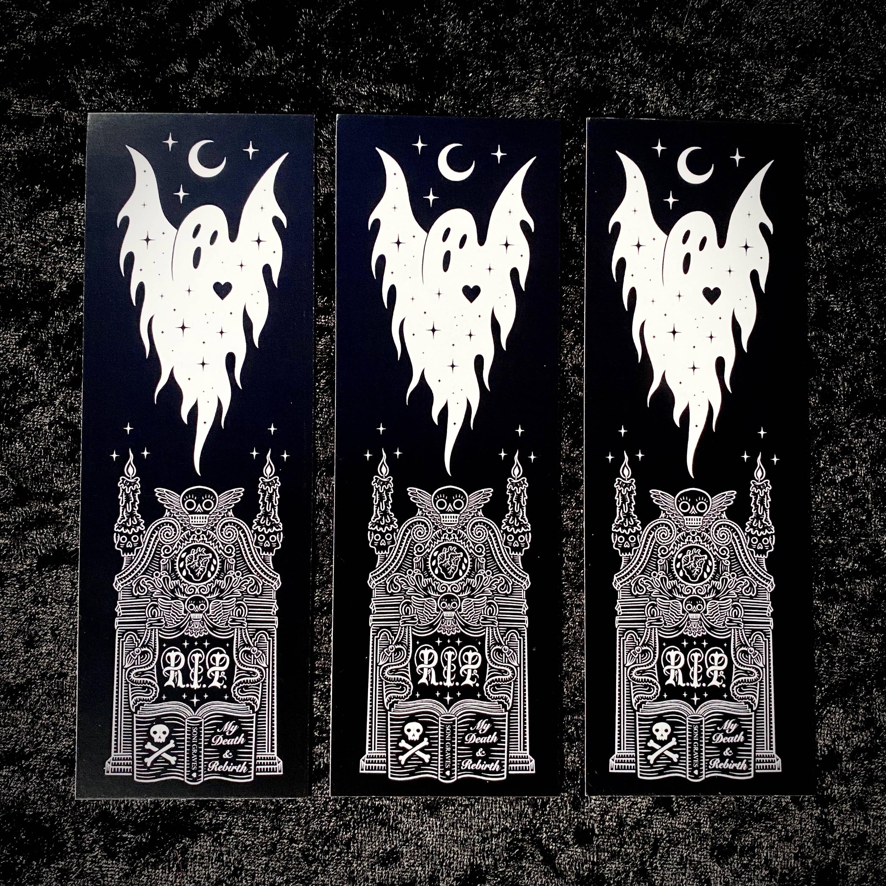 Soni Graves - Wholesale Bookmark - Gravestone Ghost Bookmark: Double Sided, Spooky Whimsical3