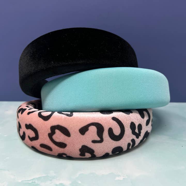 Plush Padded Velvet and faux leather Magda Headband for wholesale by Rainbow Unicorn Birthday Surprise