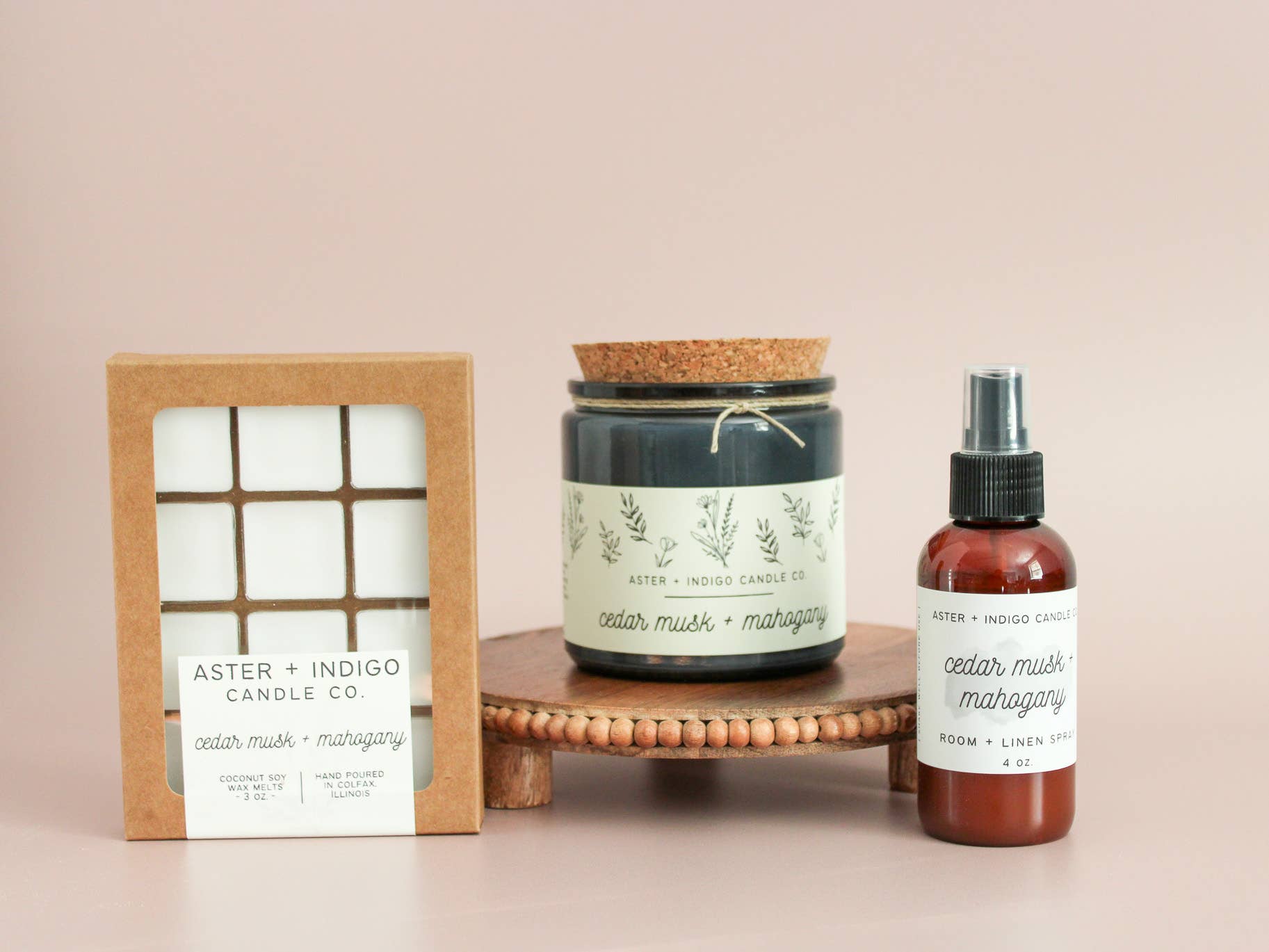 Aster + Indigo Candle Co. - Wholesale Room & Linen Spray - Cedar Musk + Mahogany | Room + Linen Spray | 4oz1