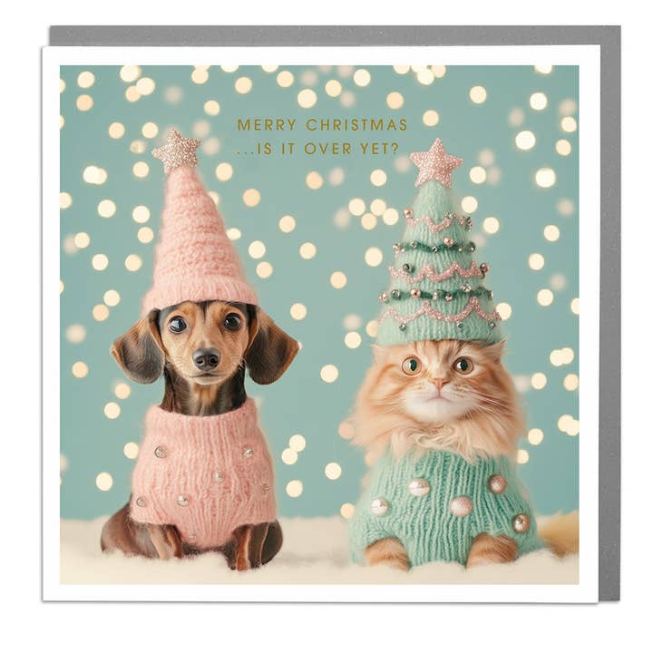Cat and Dog - Merry Christmas Card by Lola Design for wholesale by Lola Design Ltd