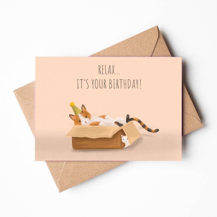 Birthday Cat Greeting Card for wholesale by Jo Couch