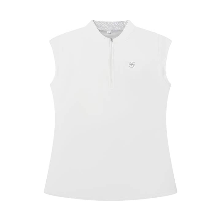 Susanna Polo in White – Luxury Sleeveless Polo- Golf, Tennis, Pickleball for wholesale by Ashley Herrera Luxury Activewear