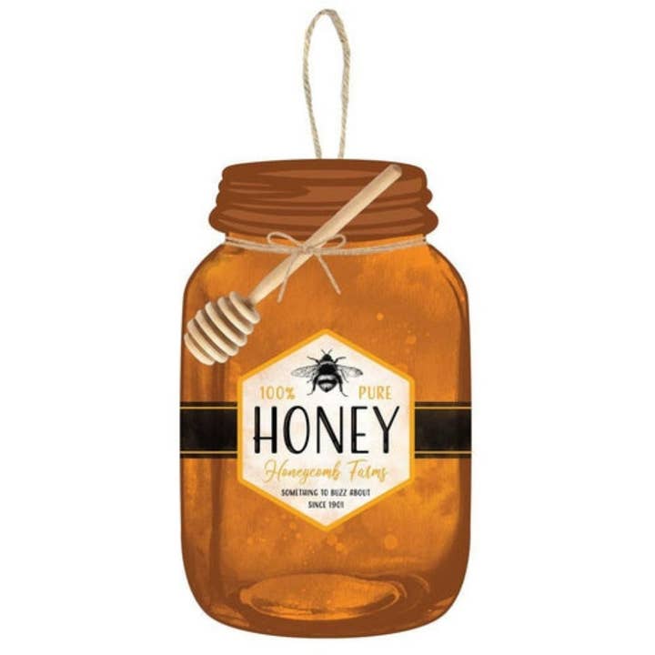 10"H X 6"L Honey Mason Jar Sign Rust/Golden Yellow/Mustard/Black AP7173 for wholesale by Trendy tree
