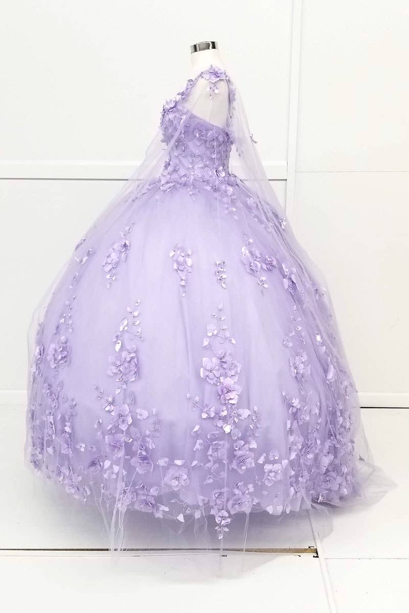 Chicas – Vestido comprido - Mulher por atacado – Vestido de Quinceanera com Flores e Capa com Abertura CHF301816