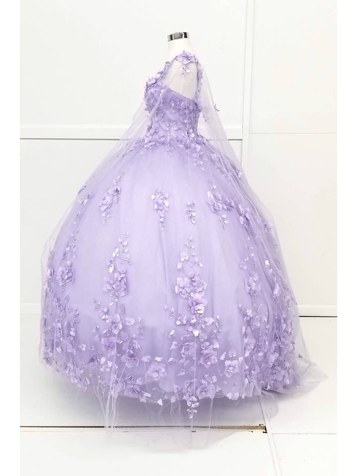 Chicas - Venta al por mayor Vestido de fiesta - Mujer - Vestido de Quinceañera con Flores y Capa Dividida CHF301816
