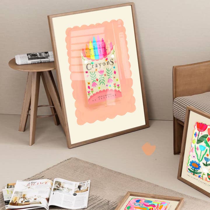 Kinderkrijtprint, kinderkamer, helder en kleurrijk, voor wholesale door Kate Fox Design