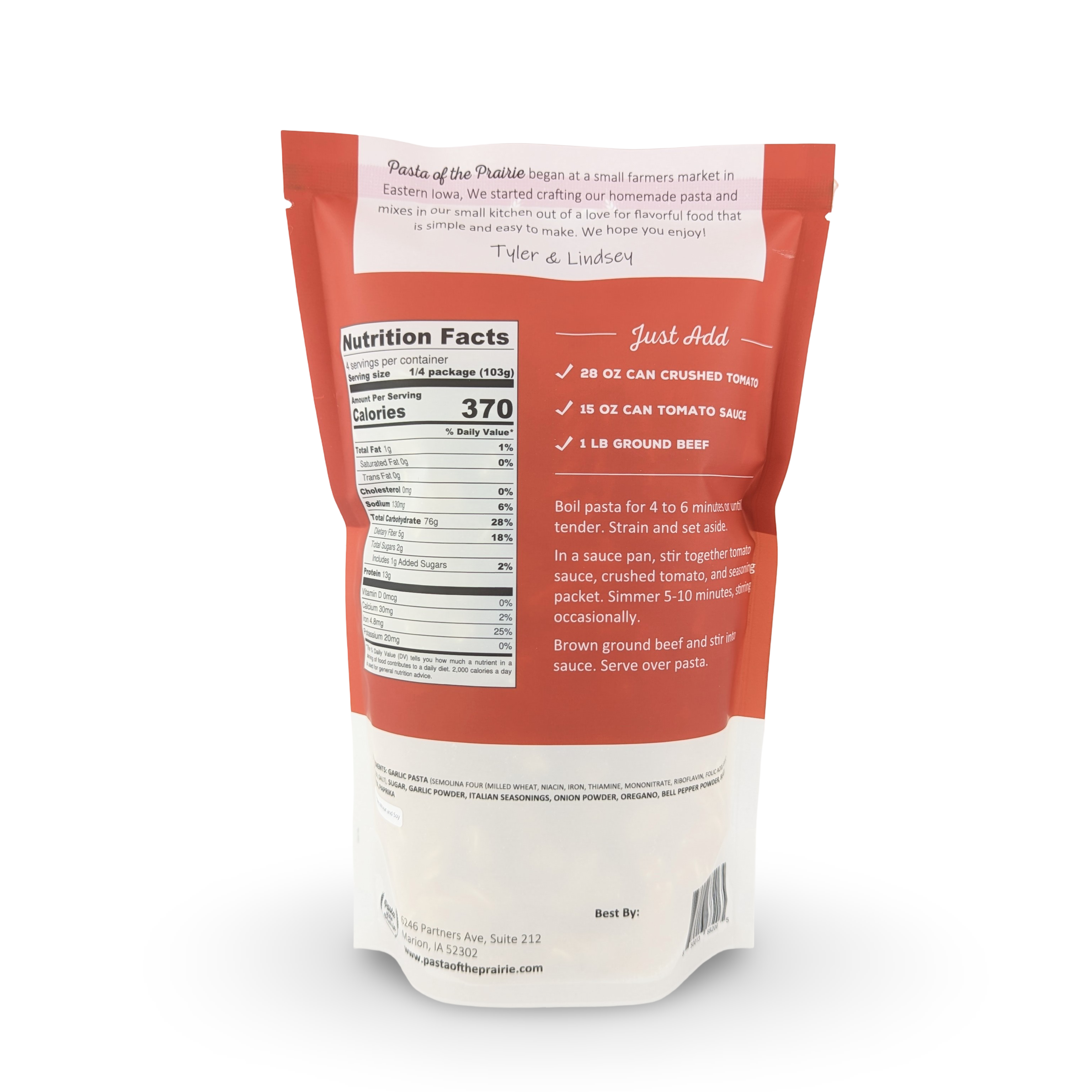 Pasta of the Prairie - Wholesale Pasta - Classic Marinara Meal Kit1