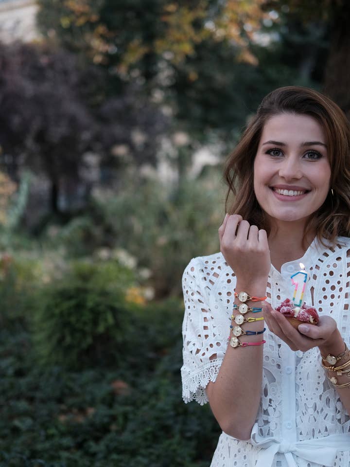 Cotton bracelet for SILA clip GOLD color neon coral for wholesale by SILA Paris