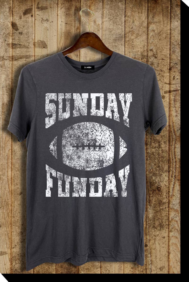 2&moon - Wholesale Screen Printed T-Shirt - Women's - Sunday Funday Football Graphic Tee.5