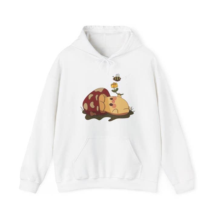 Moose giving mr bee a flower - Unisex Heavy Blend™ Hooded Sweatshirt for wholesale by froggiebums