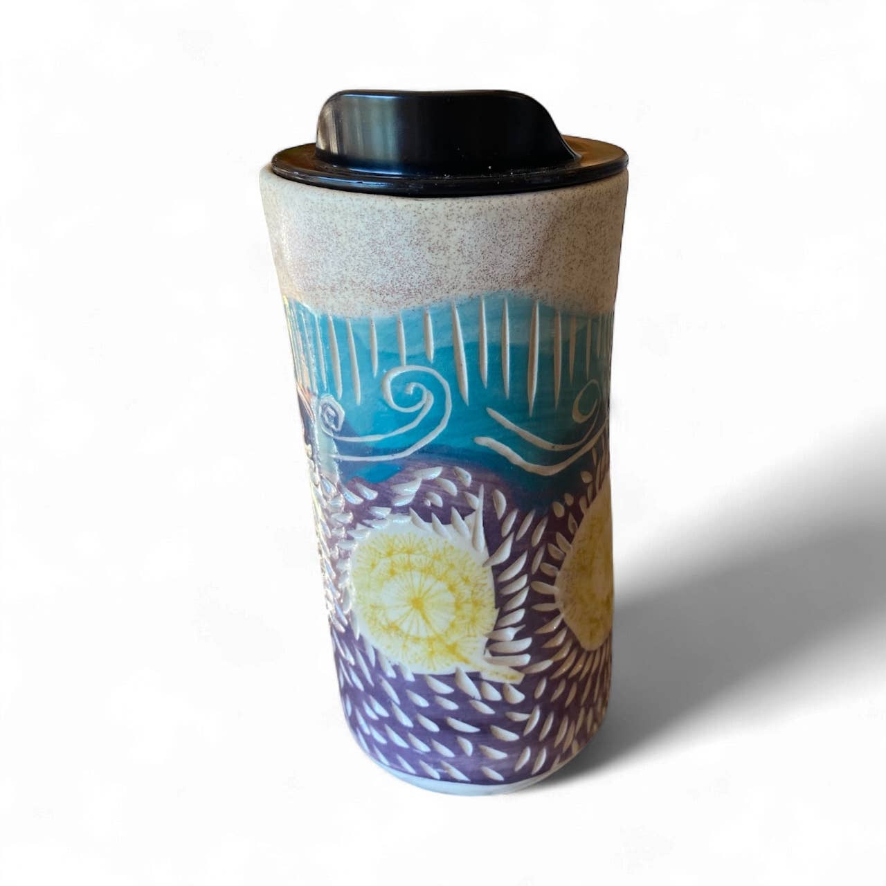 Pottery By Yvonne - Wholesale Insulated Mug/Tumbler - Handmade Sgraffito Animal Travel Mugs – 16 oz Ceramic Coffee0