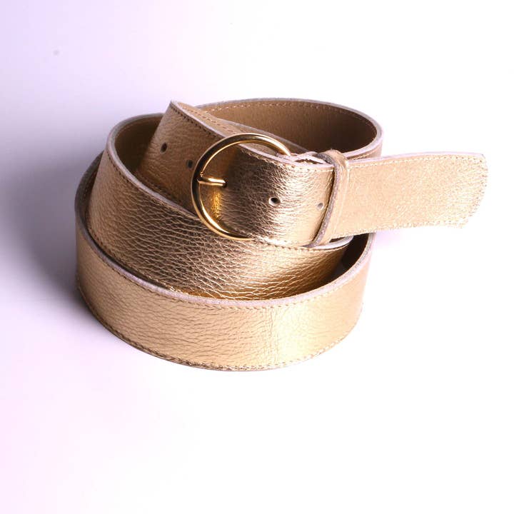 SARL FELINEA - Wholesale Belt - Women's - Women's fashion belt, gold leather, width 4 cm, made in France.2