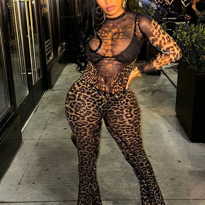 SALINA TRADING INC - Wholesale Top & Pant Set (NOT Loungewear) - Women's - Women Fashion Sexy Leopard Printed Two-Piece Set4