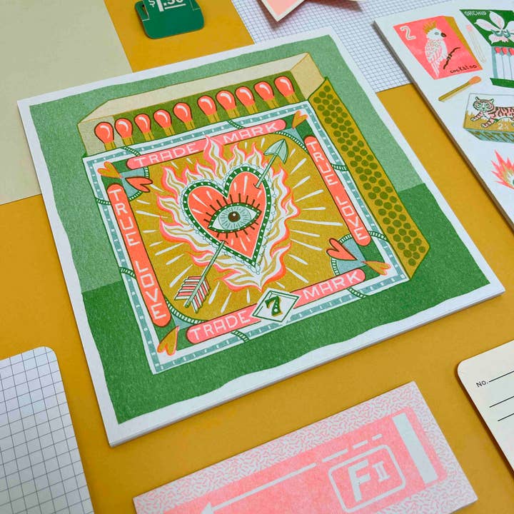Jacqueline Colley - Wholesale Art Print - Matchbox Risograph print set1