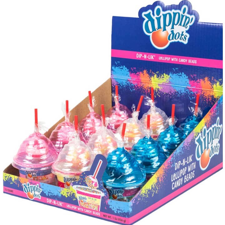 O'Shea's Candies Sweet Shop - Wholesale Lollipop - Novelty NEW 🎉 Dipping Dots Lollipops 🍭 w/ Dip- 12CT Tray