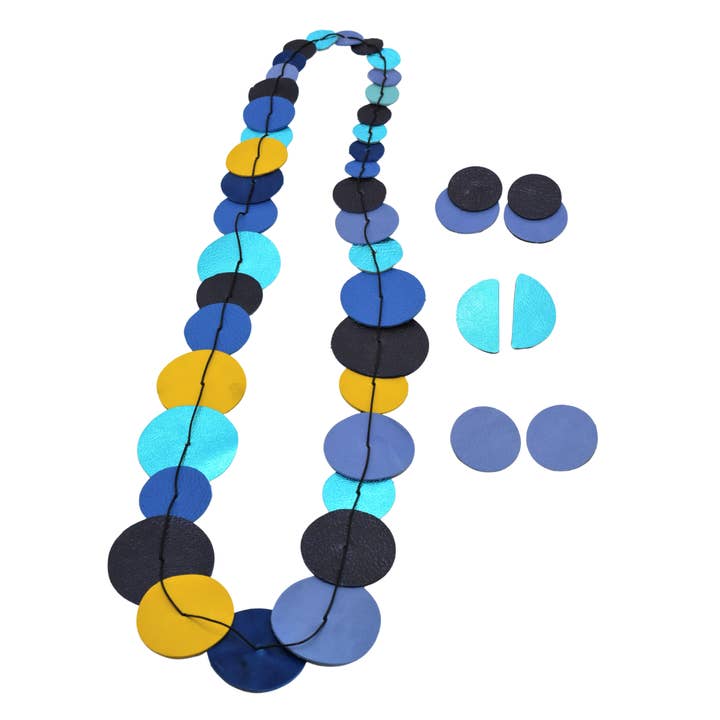 Pattern Gems - Wholesale Bib Necklace - Sand Necklace in Blue3