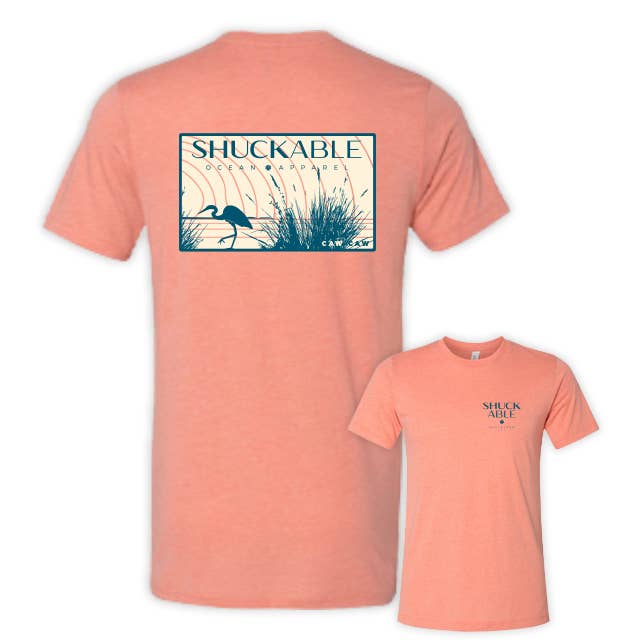 Caw Caw Landscape Tee - Navy and Tan Imprint for wholesale by Shuckable