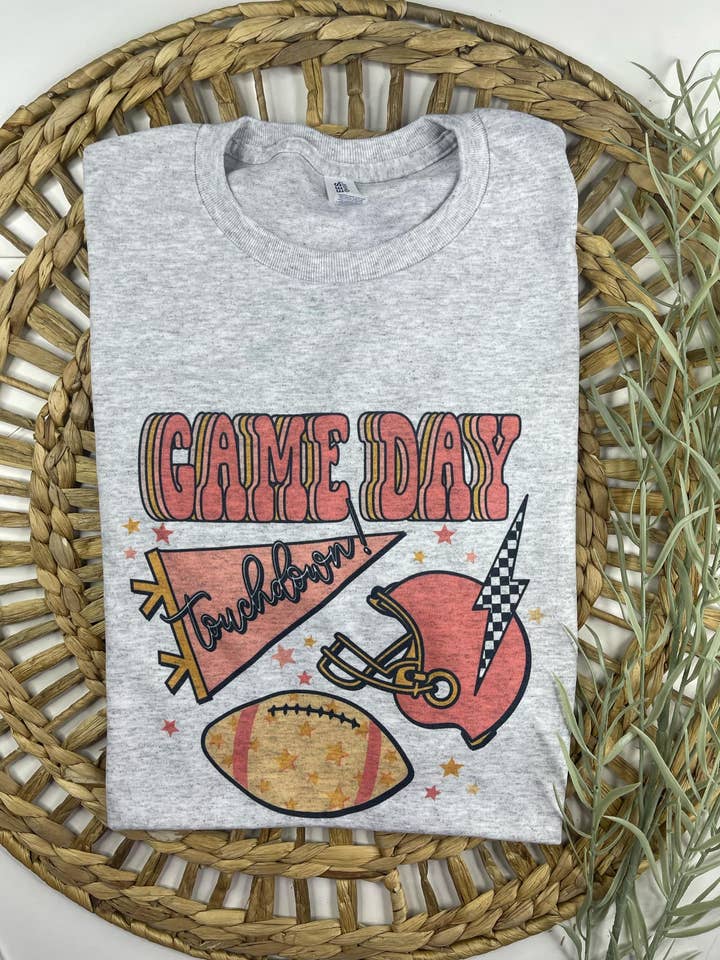 Ash Grey Game Day Touchdown Football (gildan T-Shirt) for wholesale on Faire0