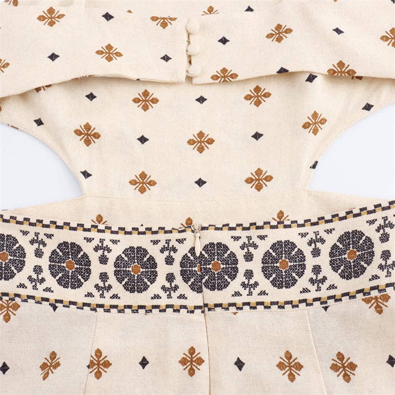 As Shown French Print Linen Midi Dress Summer Chic for wholesale on Faire9