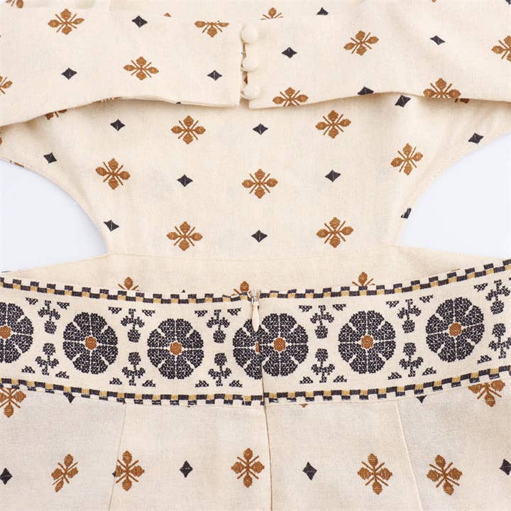 As Shown French Print Linen Midi Dress Summer Chic for wholesale on Faire9