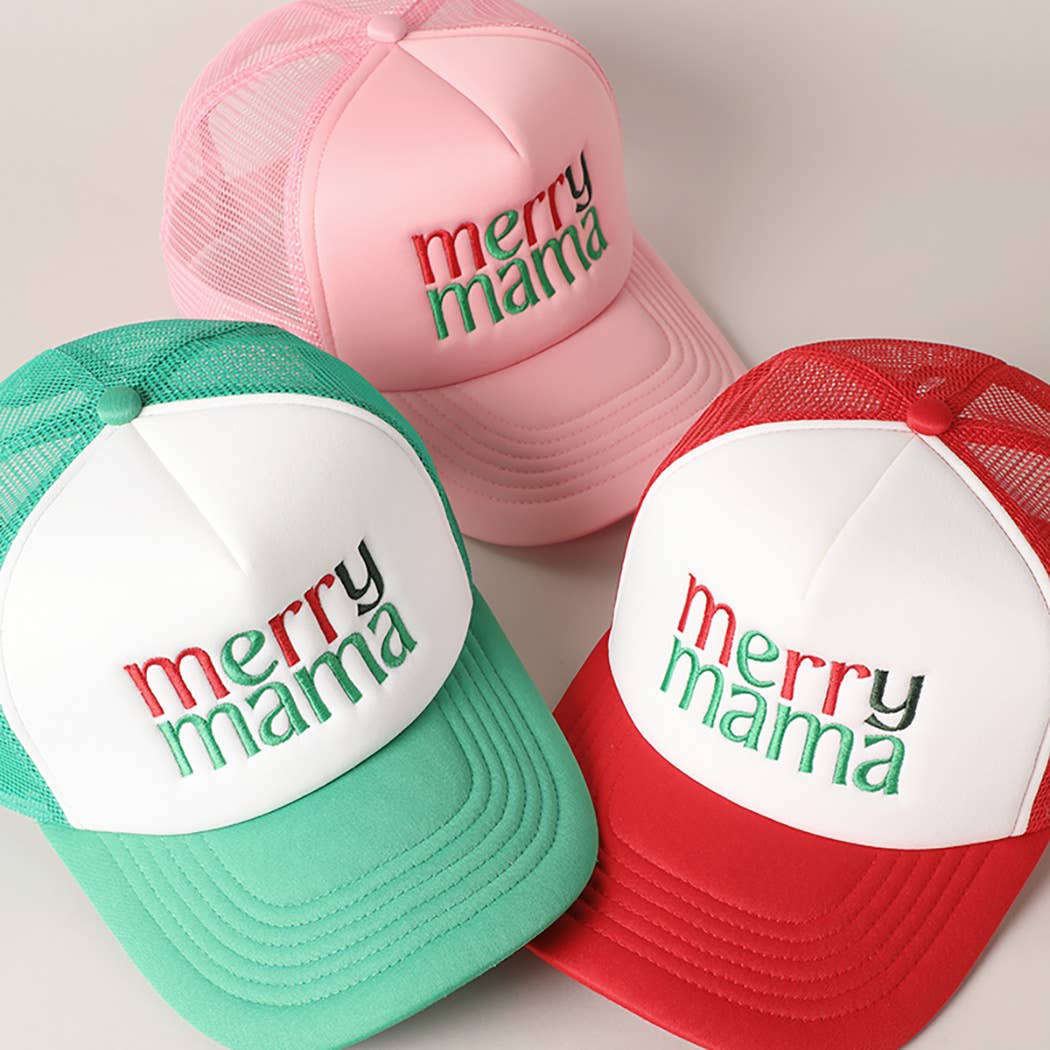 Fashion City - Wholesale Trucker Hat - Women's - Merry Mama Embroidery Mesh Back Trucker Hat13