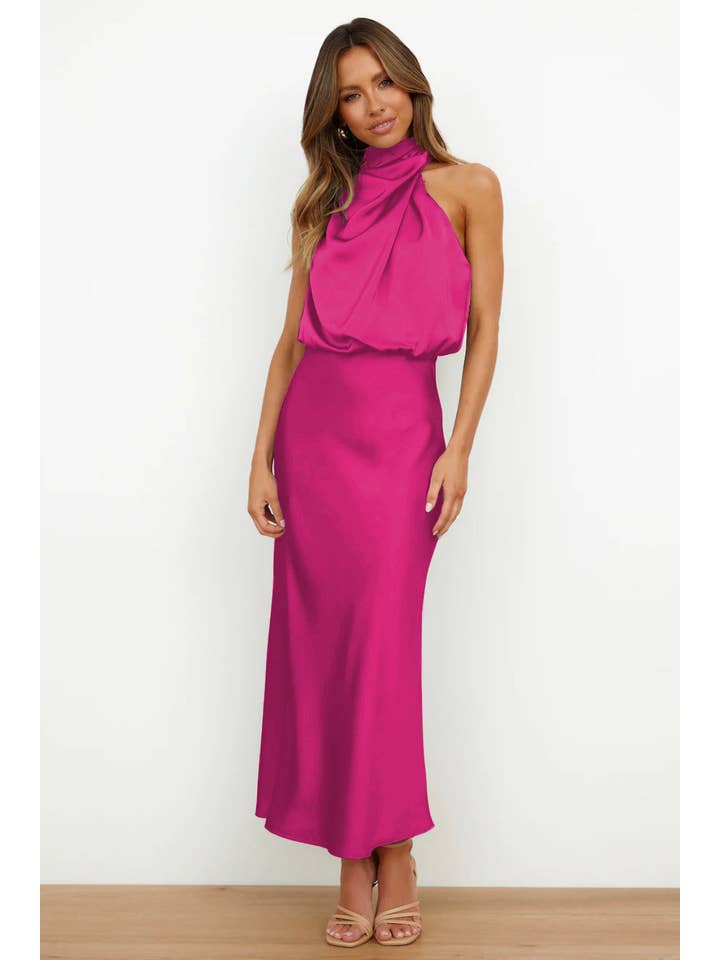 Sweetkama - Wholesale Dress - Women's - Ladies Eleganr Sleeveless Satin Midi Dress GQQT67