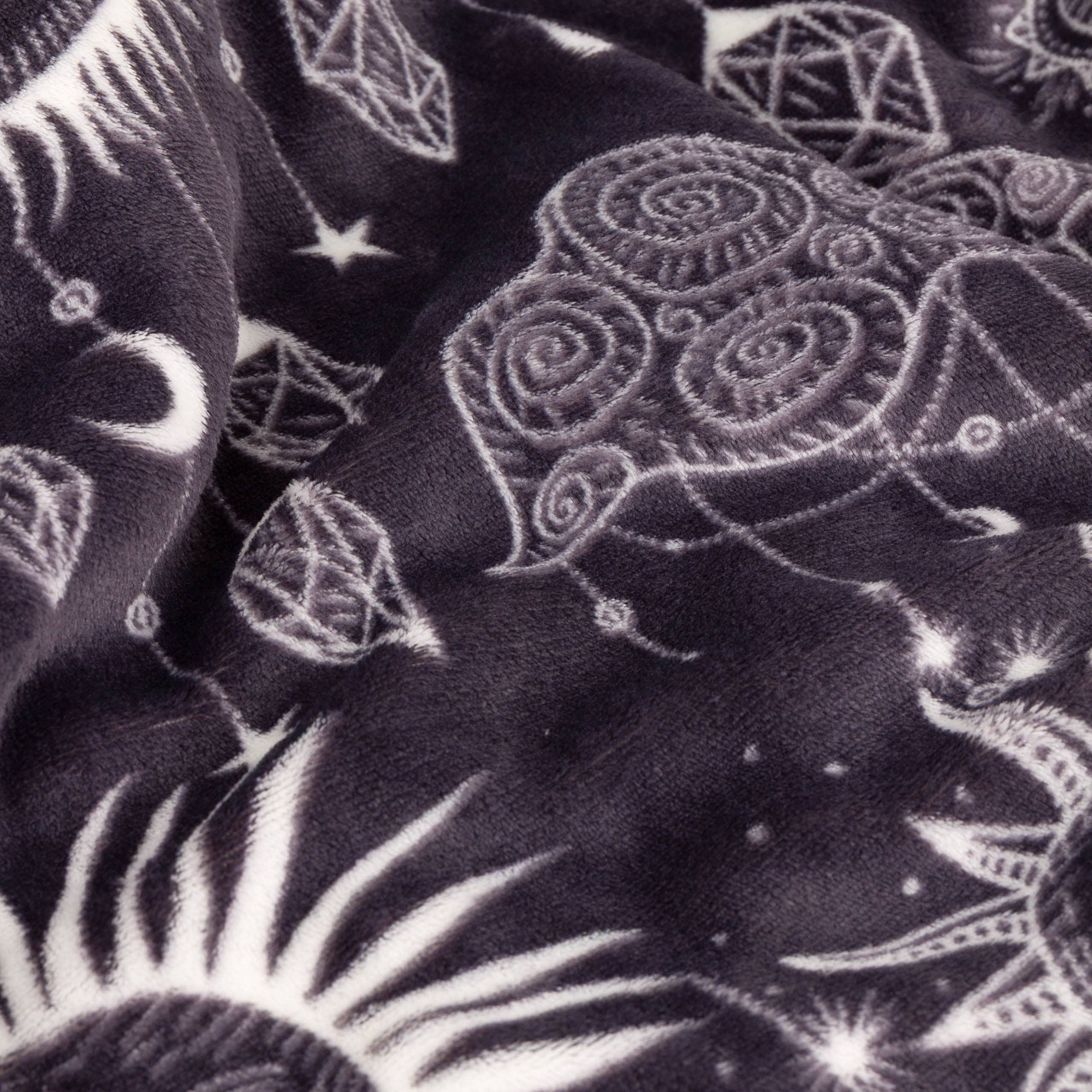 Constellation Printed Sherpa Fleece Throw Charcoal Cream for wholesale on Faire6