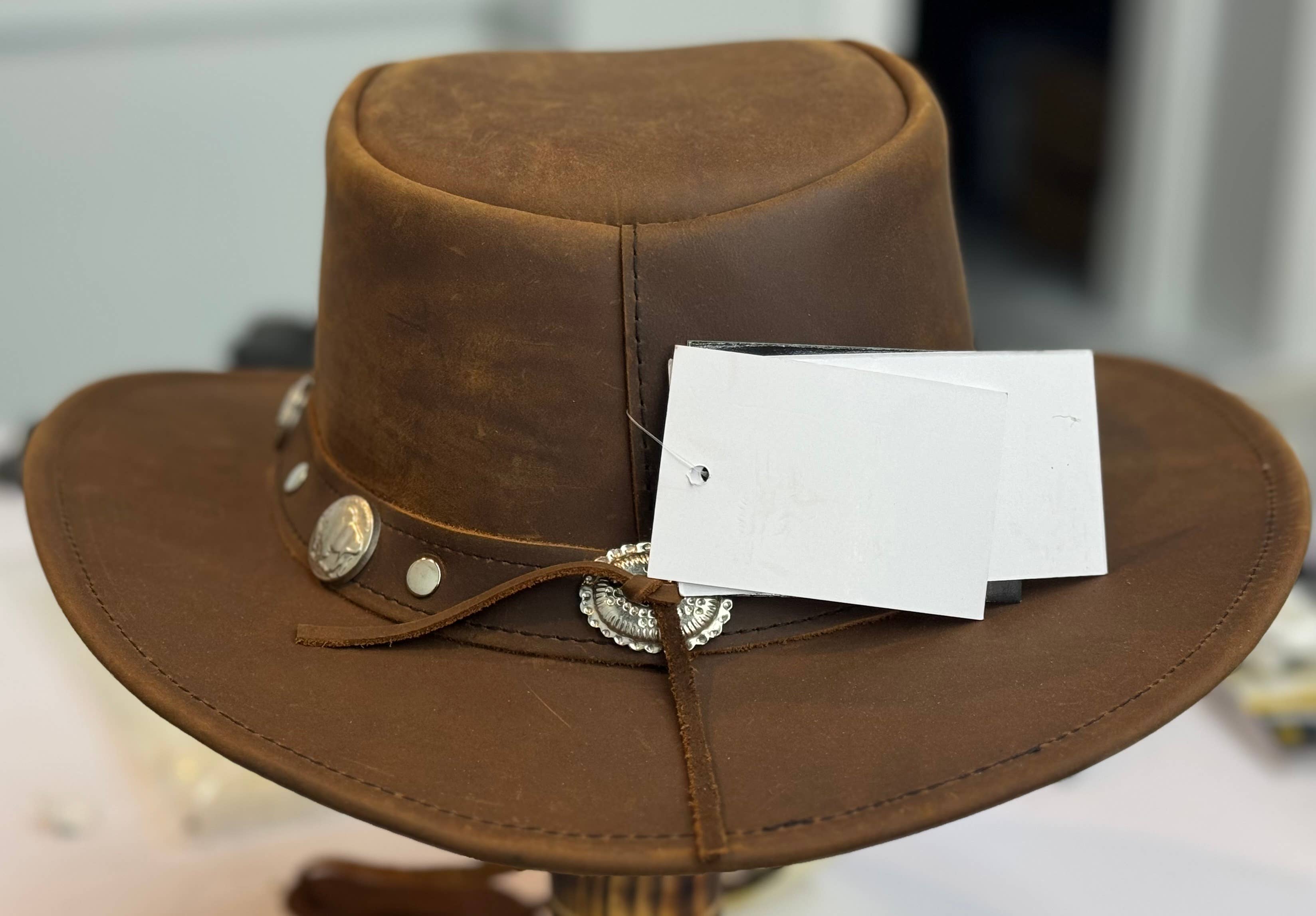 Lesa collection inc - Wholesale Hat Accessory - Men's - Buffalo Nickel Leather Cowboy Western Hat Tan Brown  Unisex1