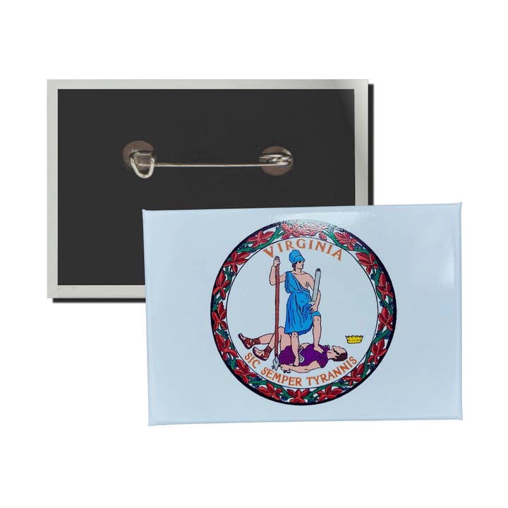 Horizontal Button - State Seal Virginia - USA for wholesale by Worldwide Souvenirs