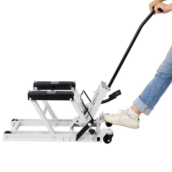 39F Inc. - Wholesale Bike Rack - 1500 LBS Hydraulic Motorcycle Lift Jack - Gray, 4 Wheels10
