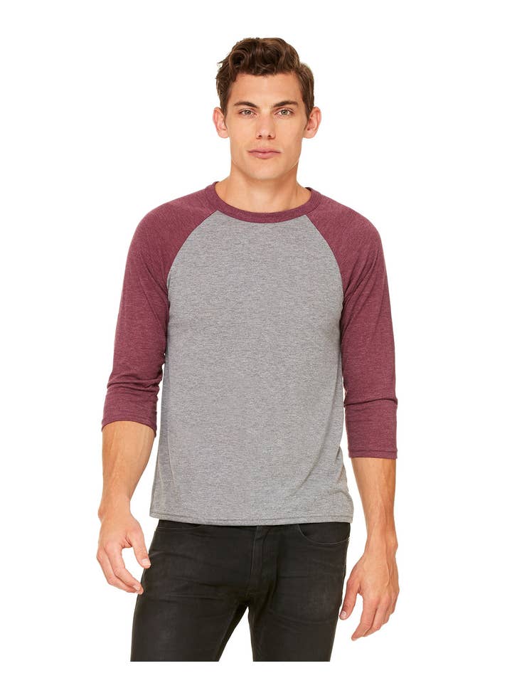 Total Apparel - Wholesale T-Shirt - Men's - Bella + Canvas 3200 - Unisex 3/4-Sleeve Baseball T-Shirt16