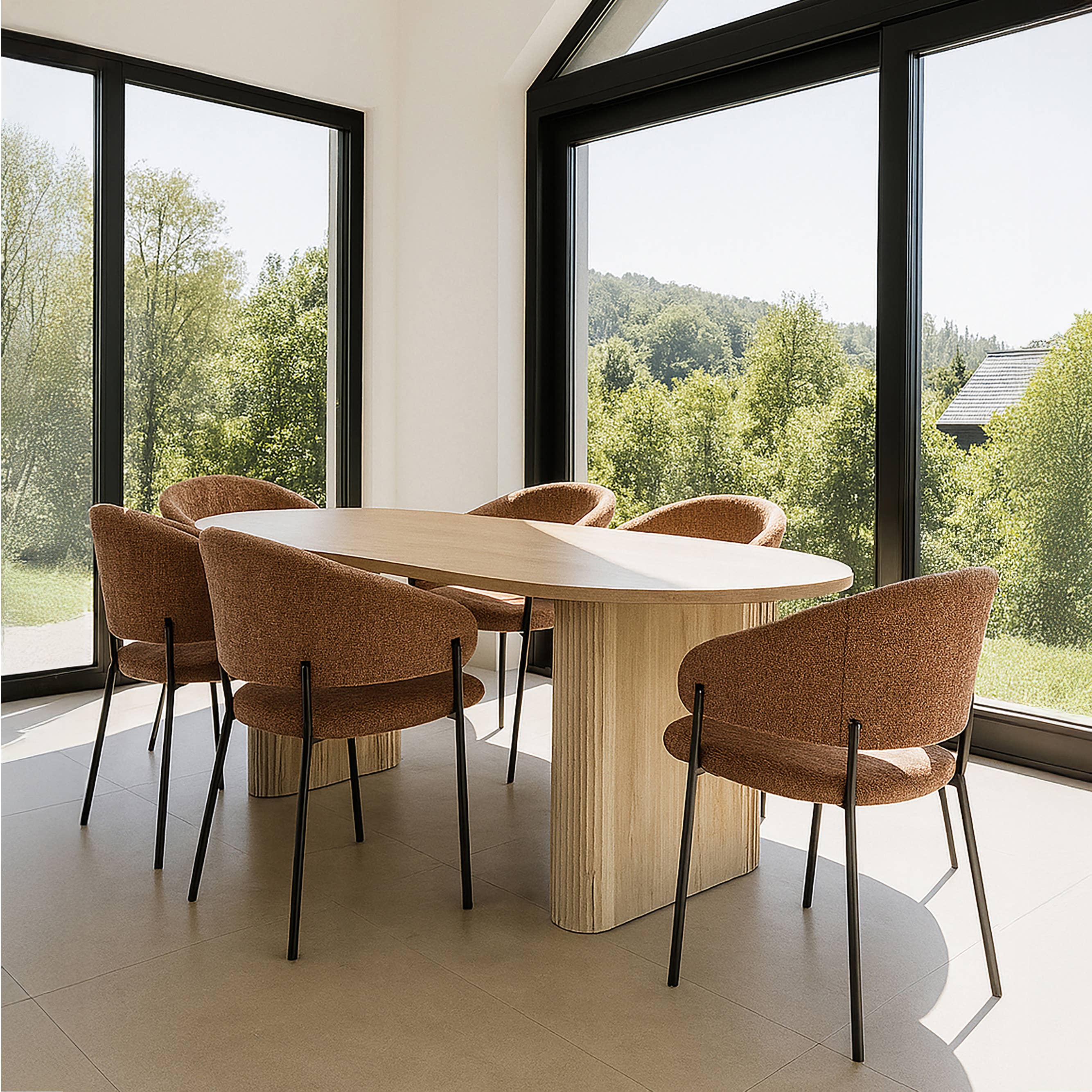 Now's Home - Wholesale Coffee Table - OVAL TABLE WOOD EFFECT NATURAL COLOR 220X90XHT75CM QUITO2