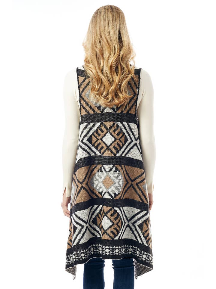 Hana - Wholesale Outerwear Vest - Women's - Aztec Pattern Vest with Button5