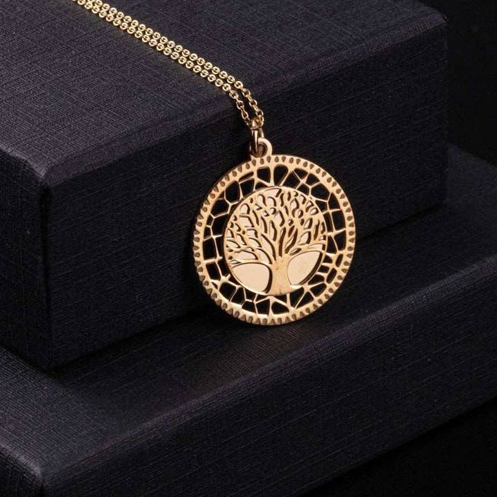 Collier avec pendentif en forme d'arbre de vie en argent 925 | 2 couleurs disponibles pour la vente par YuuJewels