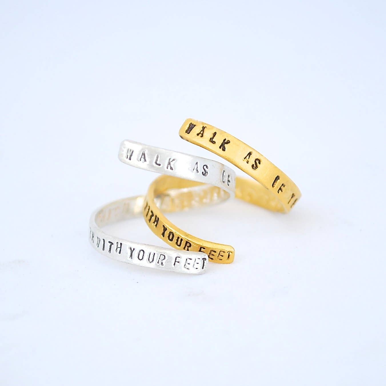 Chocolate and Steel - Wholesale Band/Stacked Ring - Walk as if You Are Kissing the Earth with Your Feet -Thich Nhat Hanh Wrap Ring3