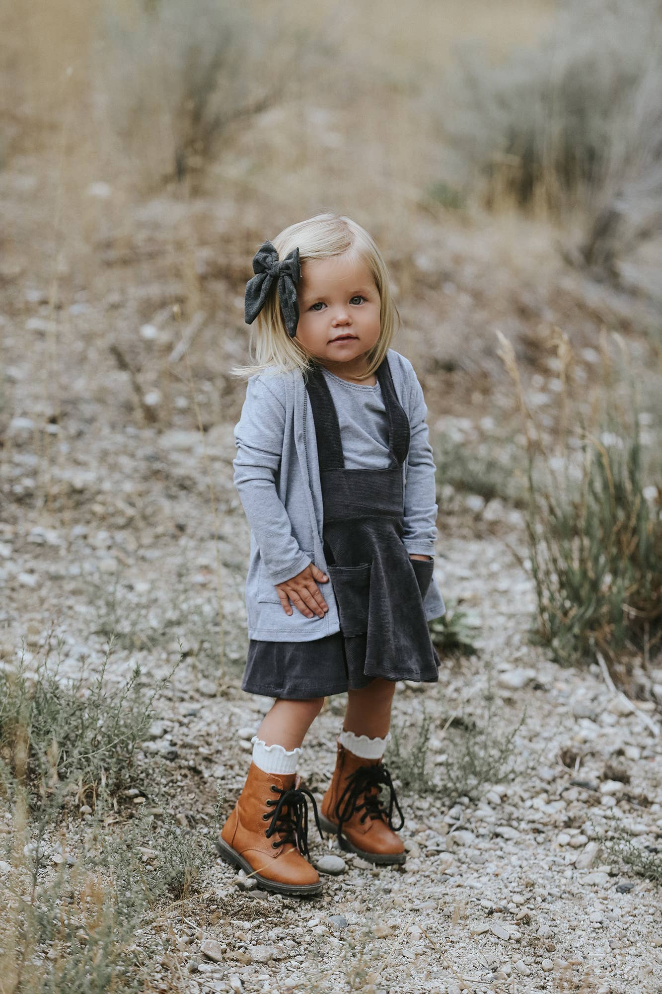 Navy Fields - Wholesale Dress - Kids - Polly Pinafore Grey Corduroy Jumper Dress4