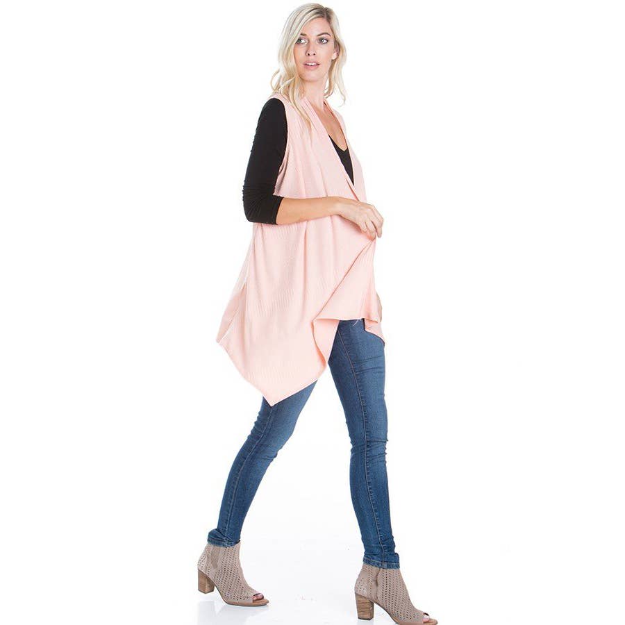 Azules Clothing – Cardigan - Mulher por atacado – Cardigan Duster sem mangas com nervuras e escovado macio4