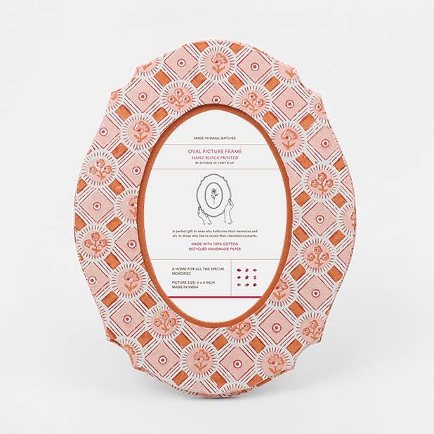 OVAL TABLE TOP PICTURE FRAME - SPRING BLOOM ORANGE for wholesale by Craft Boat