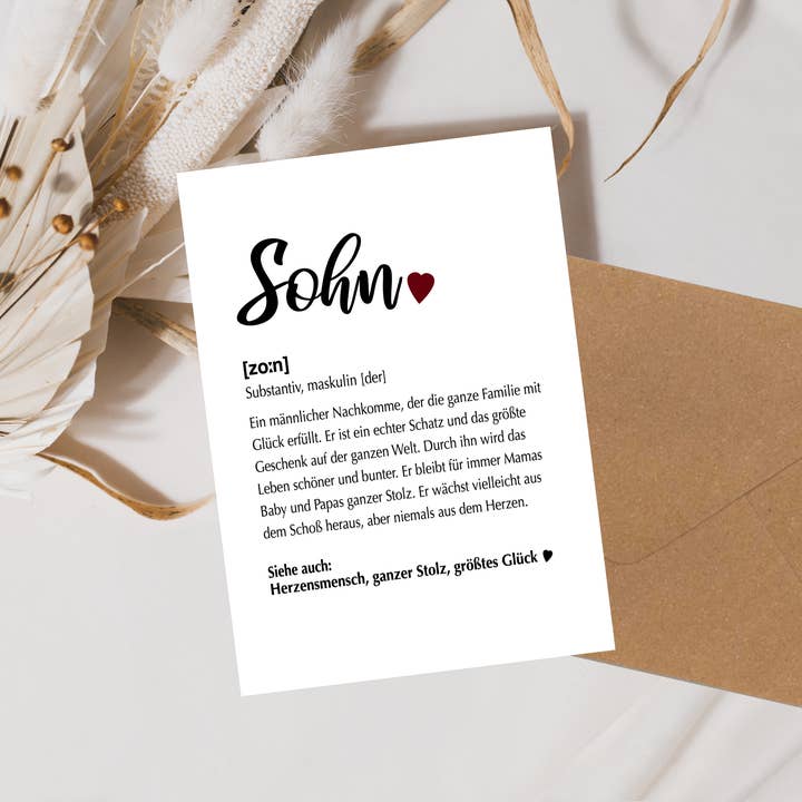 Farbrausch - Wholesale Everyday Greeting Card - Card definition son with envelope1