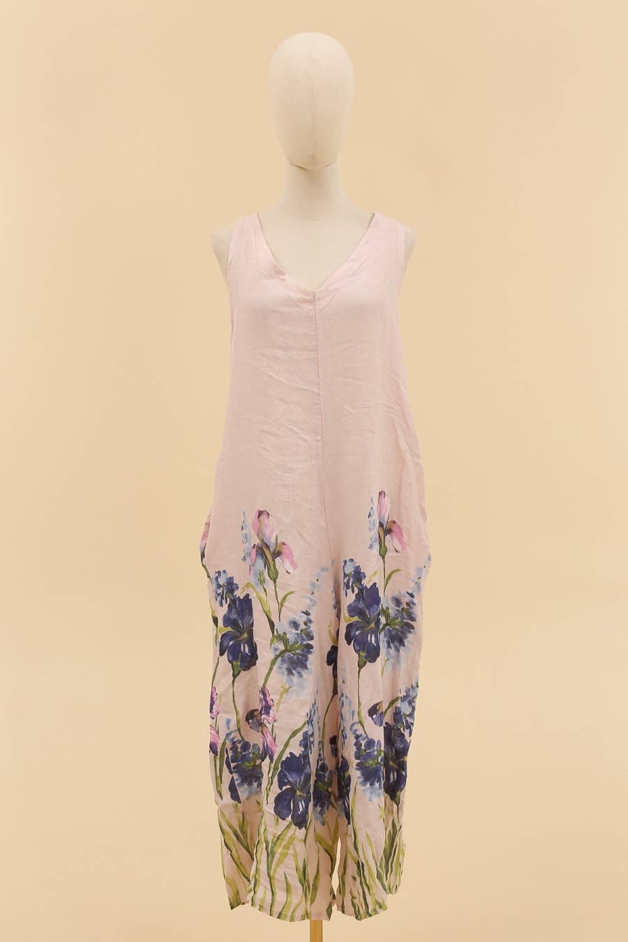 LÉA & LUC - Vente Combinaison – femme - combi  imprimé fleur en 100% lin REF. 386220