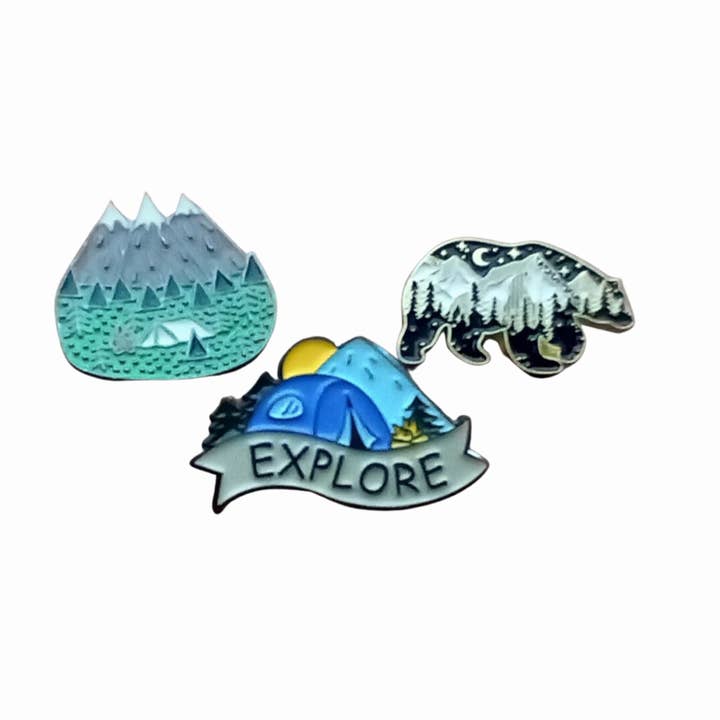 Jp Handmade - Wholesale Lapel Pin/Button - Enamal Pin Badge, Bear, Mountain camping, Explore