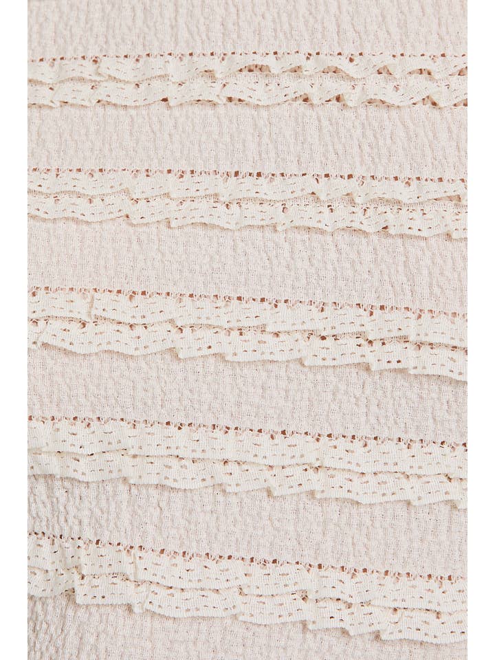 GILLI - Wholesale Blouse - Women's - STRIPE LACE MOCK NECK HALF SLEEVE LACE TOP15