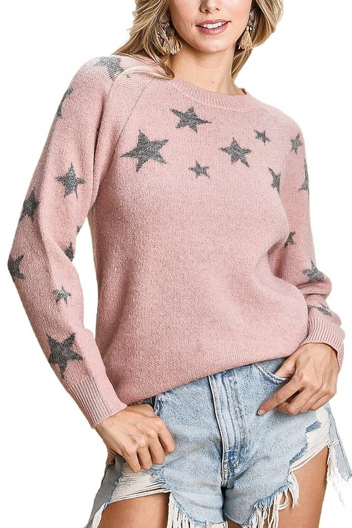 Vanilla Monkey - Wholesale Knit Sweater - Women's - Star Print Pull Over Sweater2
