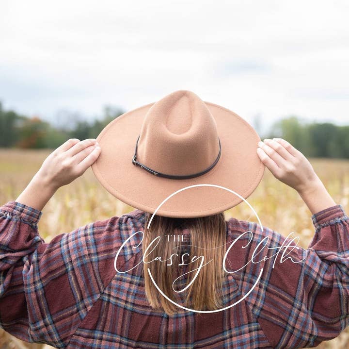 The Classy Cloth WS - Wholesale Fedora - Women's - Wide Brim Hat w/ Belt - Chocolate Tan RTS