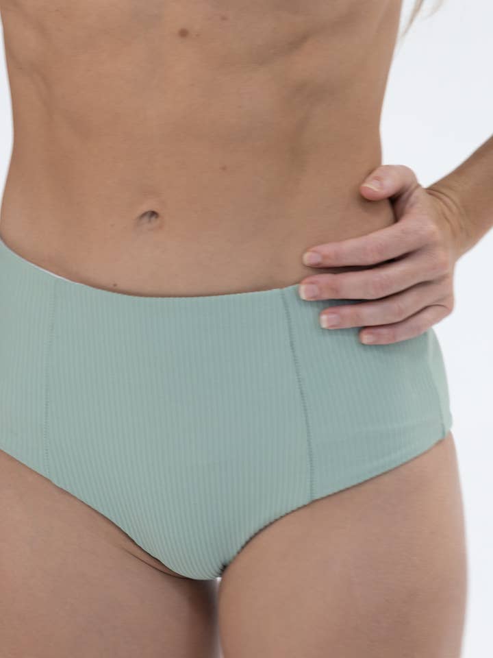 High-Waist Bikini - Pastel Green Corduroy for wholesale by Trevena