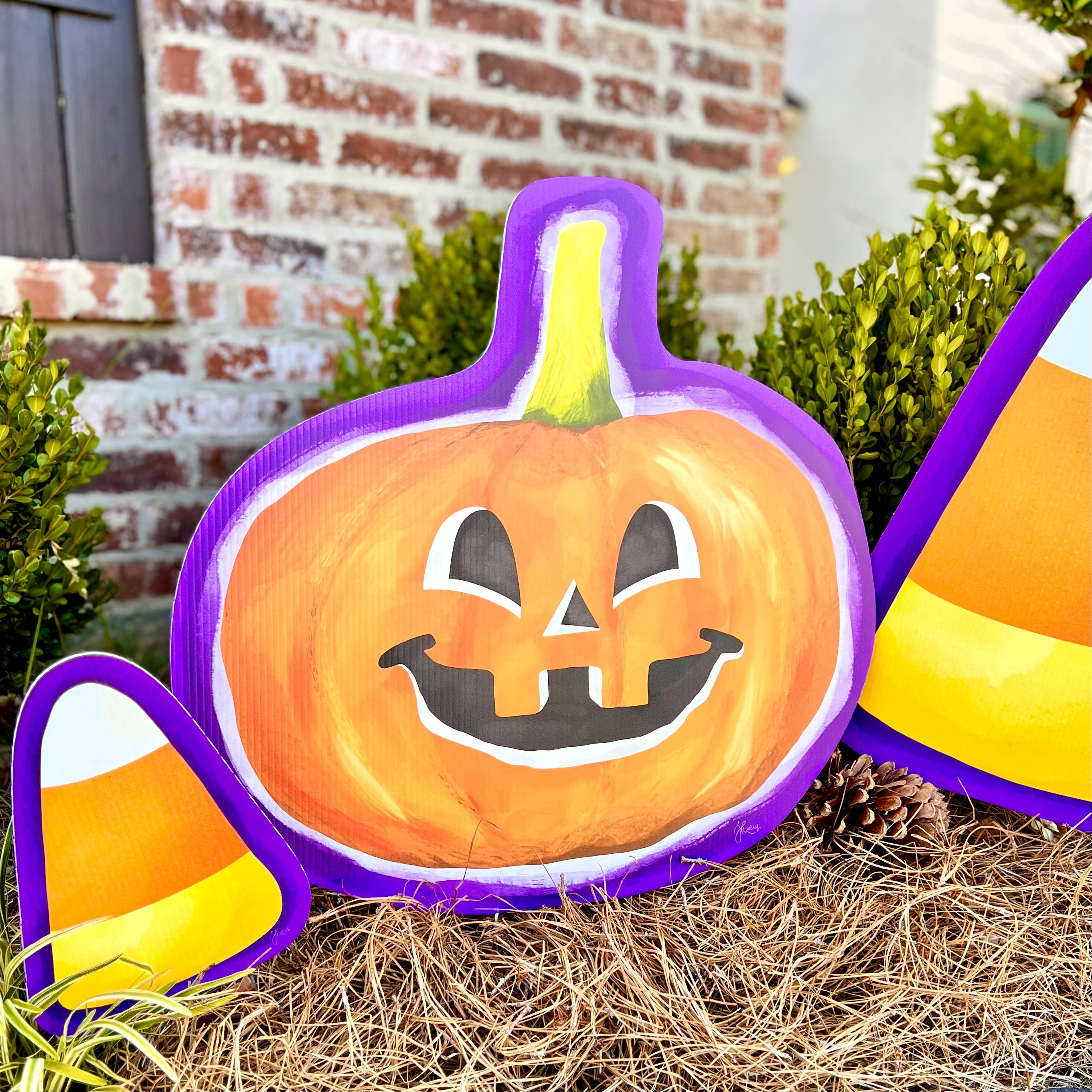 Songbird Grove Collection - Wholesale Garden/Lawn Stake - Jolly Jack O’Lantern Pumpkin Garden Stake8