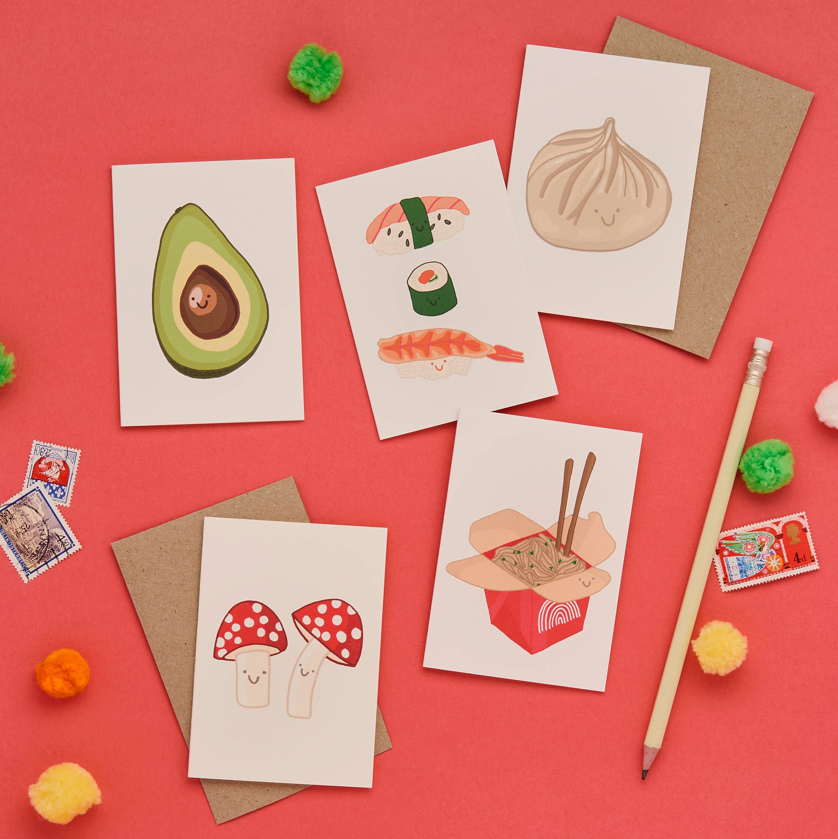 You've Got Pen On Your Face – wholesale Everyday greeting card – Mini Sushi Card | Cute Japanese Foodie Card | Small Gift3